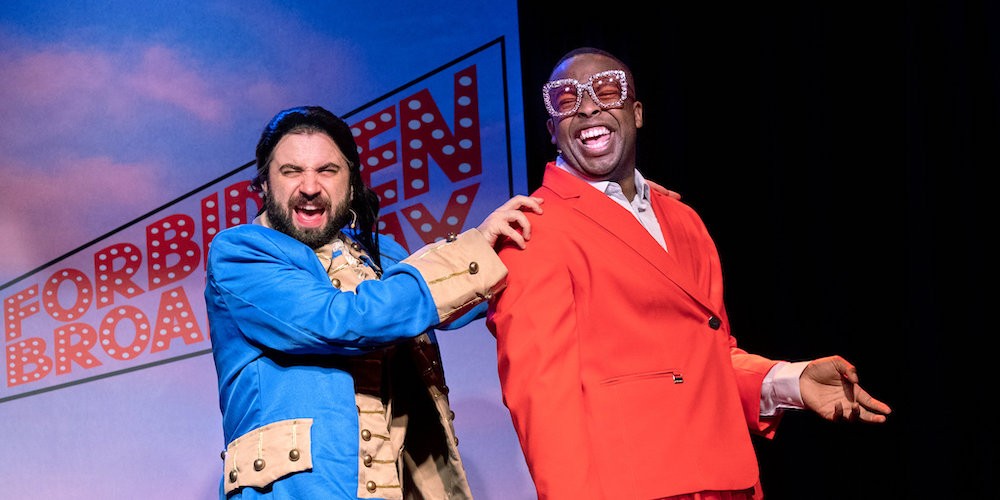 production shot from Forbidden Broadway, two men on stage